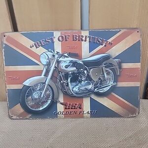 Best Of British BSA Motorcycle Golden Flash Metal Sign 8"x12"